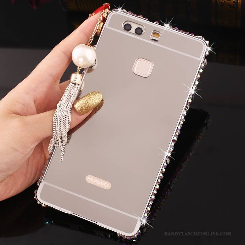 Hülle Huawei P9 Plus Metall Rosa Handyhüllen, Case Huawei P9 Plus Strass Grenze