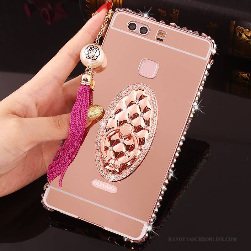 Hülle Huawei P9 Plus Metall Rosa Handyhüllen, Case Huawei P9 Plus Strass Grenze