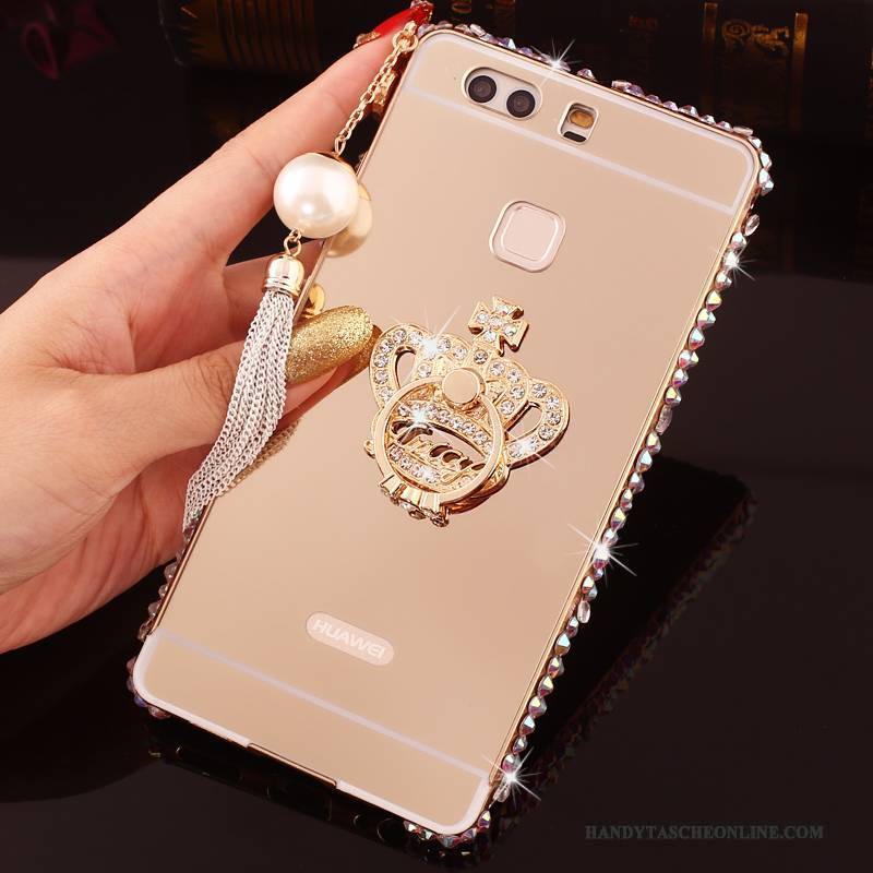 Hülle Huawei P9 Plus Metall Rosa Handyhüllen, Case Huawei P9 Plus Strass Grenze