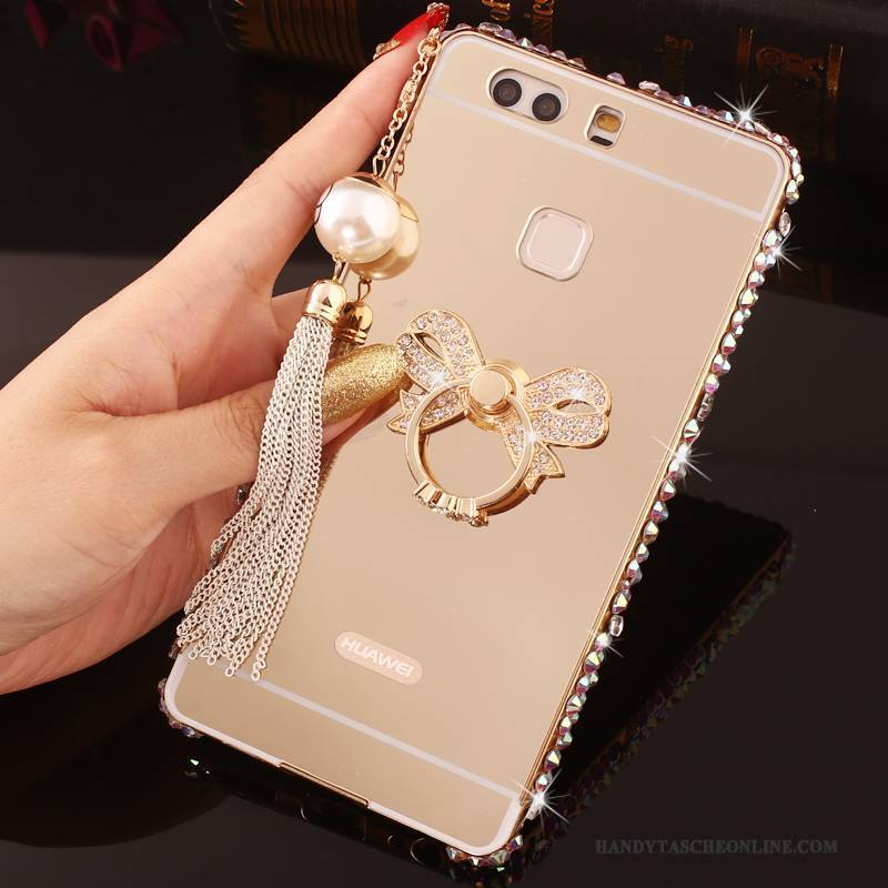 Hülle Huawei P9 Plus Metall Rosa Handyhüllen, Case Huawei P9 Plus Strass Grenze