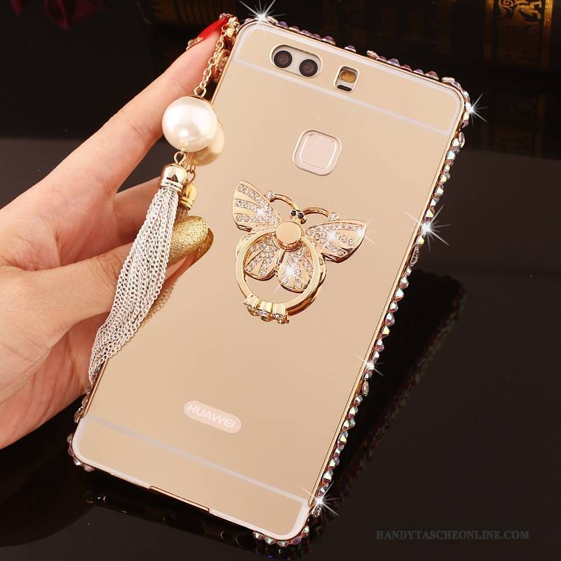 Hülle Huawei P9 Plus Metall Rosa Handyhüllen, Case Huawei P9 Plus Strass Grenze