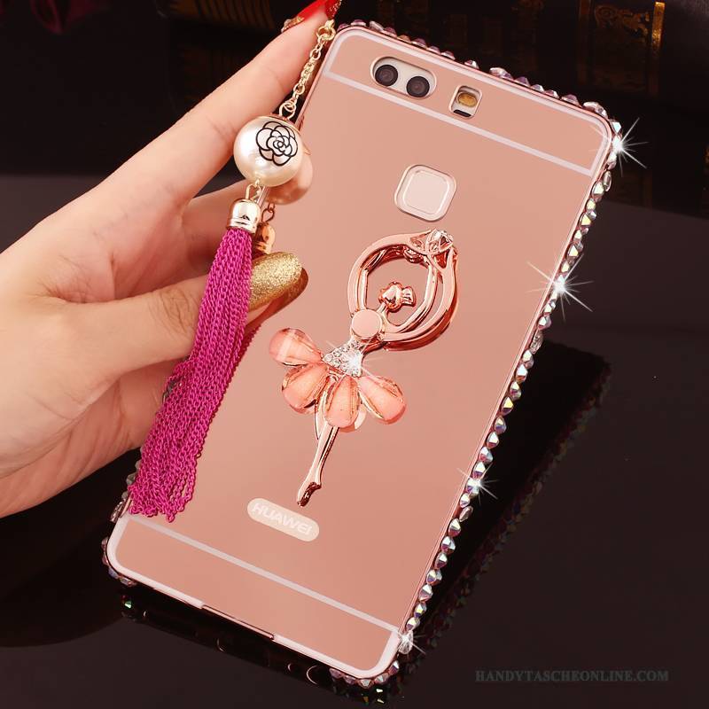 Hülle Huawei P9 Plus Metall Rosa Handyhüllen, Case Huawei P9 Plus Strass Grenze