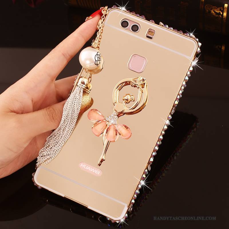 Hülle Huawei P9 Plus Metall Rosa Handyhüllen, Case Huawei P9 Plus Strass Grenze