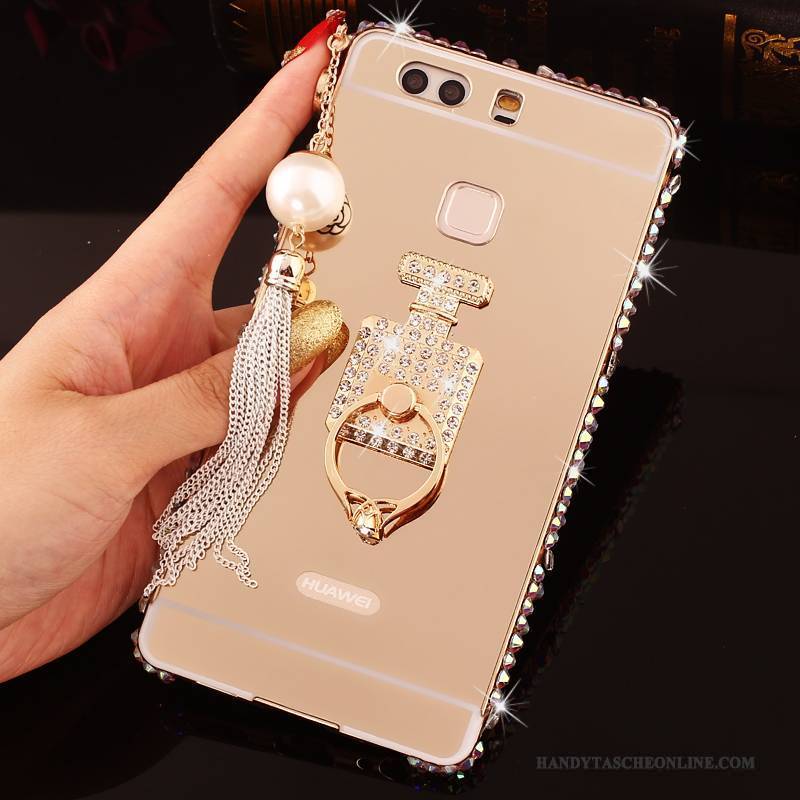 Hülle Huawei P9 Plus Metall Rosa Handyhüllen, Case Huawei P9 Plus Strass Grenze