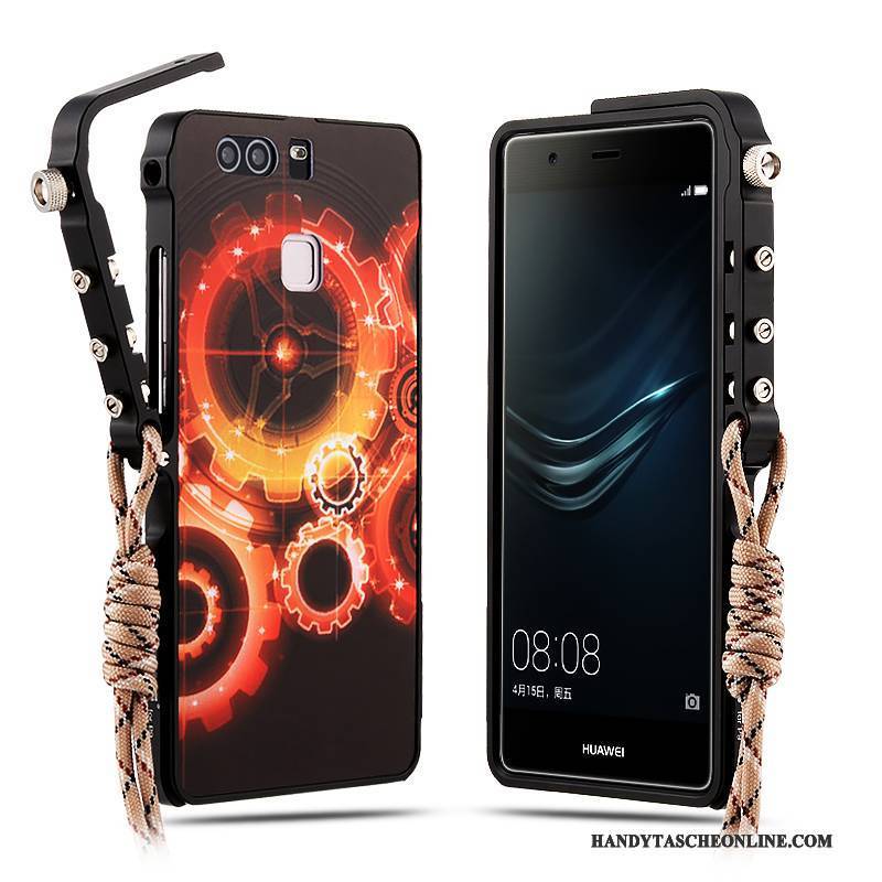 Hülle Huawei P9 Plus Metall Trend Rot, Case Huawei P9 Plus Schutz Anti-sturz Persönlichkeit