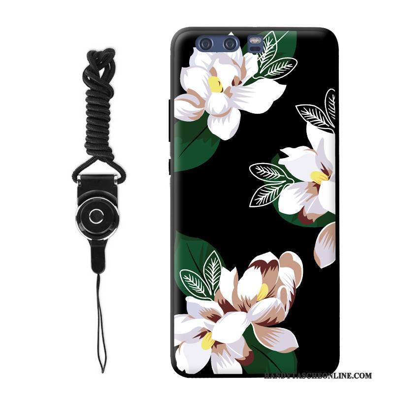 Hülle Huawei P9 Plus Retro Hängende Verzierungen Handyhüllen, Case Huawei P9 Plus Kreativ Schwarz Blumen