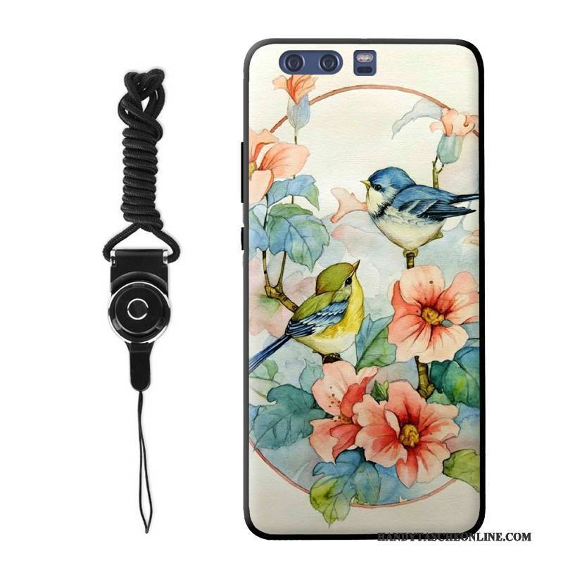 Hülle Huawei P9 Plus Retro Hängende Verzierungen Handyhüllen, Case Huawei P9 Plus Kreativ Schwarz Blumen