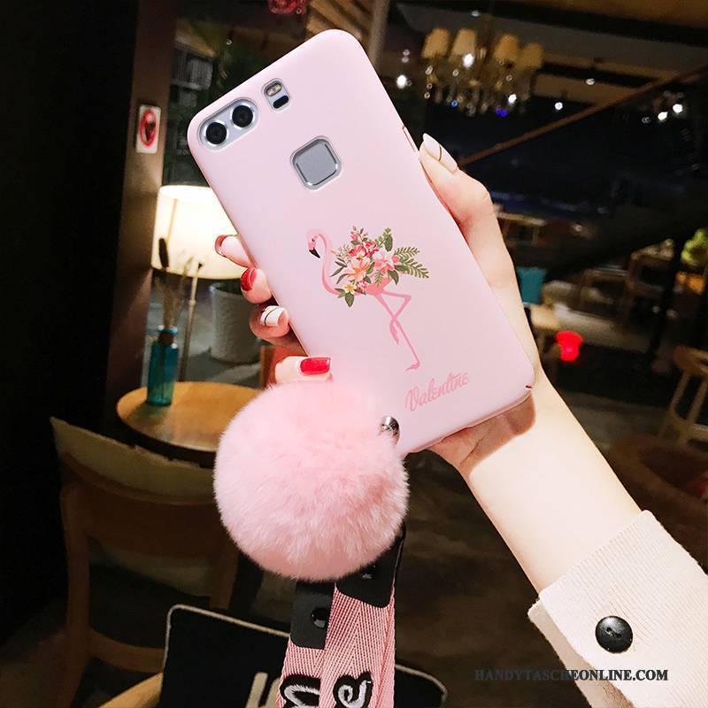 Hülle Huawei P9 Plus Schutz Kaninchenfell Handyhüllen, Case Huawei P9 Plus Taschen Nette Rosa