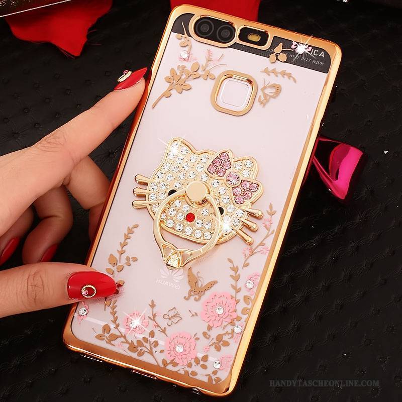 Hülle Huawei P9 Plus Schutz Ring Rosa, Case Huawei P9 Plus Strass Anti-sturz