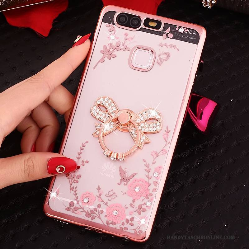 Hülle Huawei P9 Plus Schutz Ring Rosa, Case Huawei P9 Plus Strass Anti-sturz