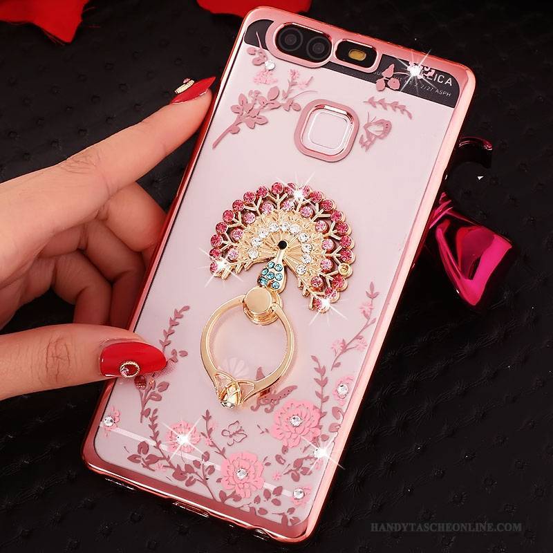 Hülle Huawei P9 Plus Schutz Ring Rosa, Case Huawei P9 Plus Strass Anti-sturz