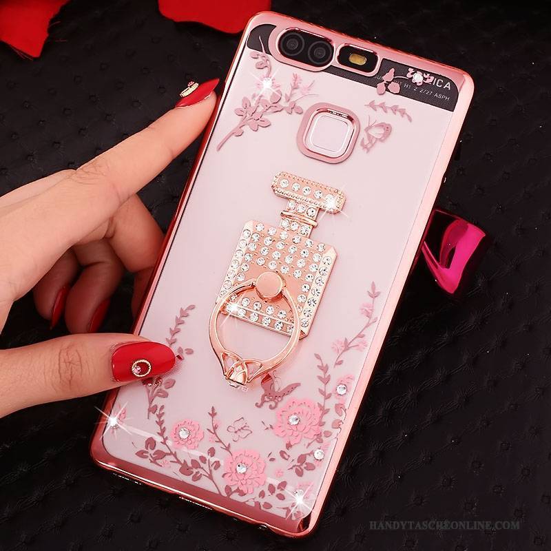 Hülle Huawei P9 Plus Schutz Ring Rosa, Case Huawei P9 Plus Strass Anti-sturz