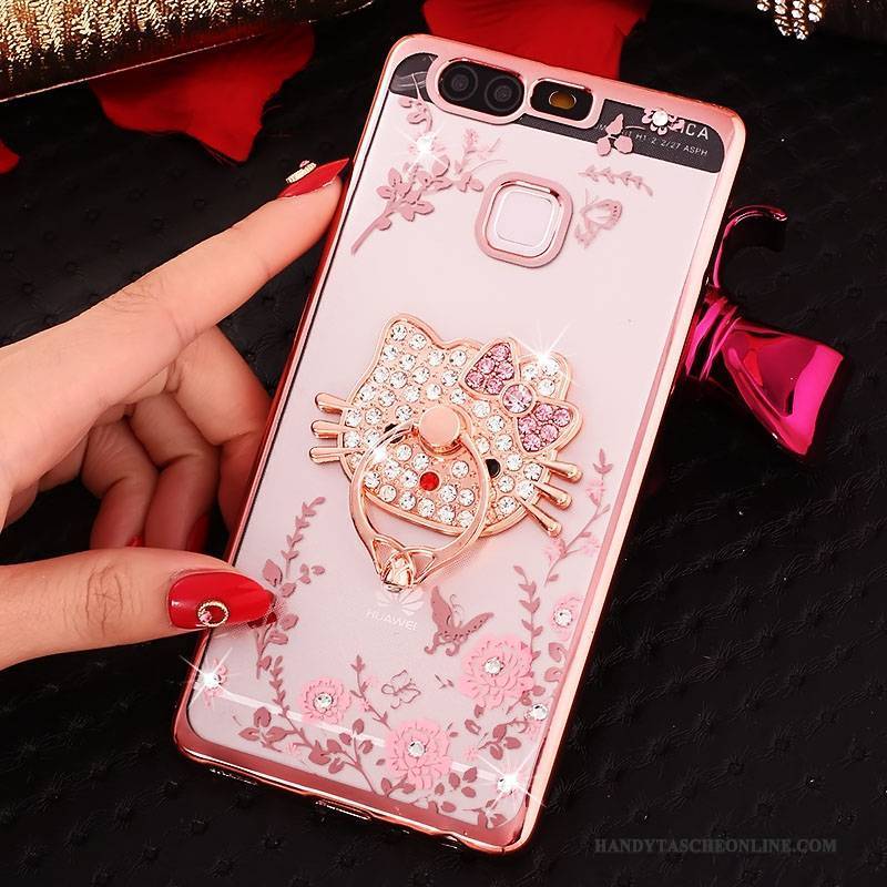 Hülle Huawei P9 Plus Schutz Ring Rosa, Case Huawei P9 Plus Strass Anti-sturz