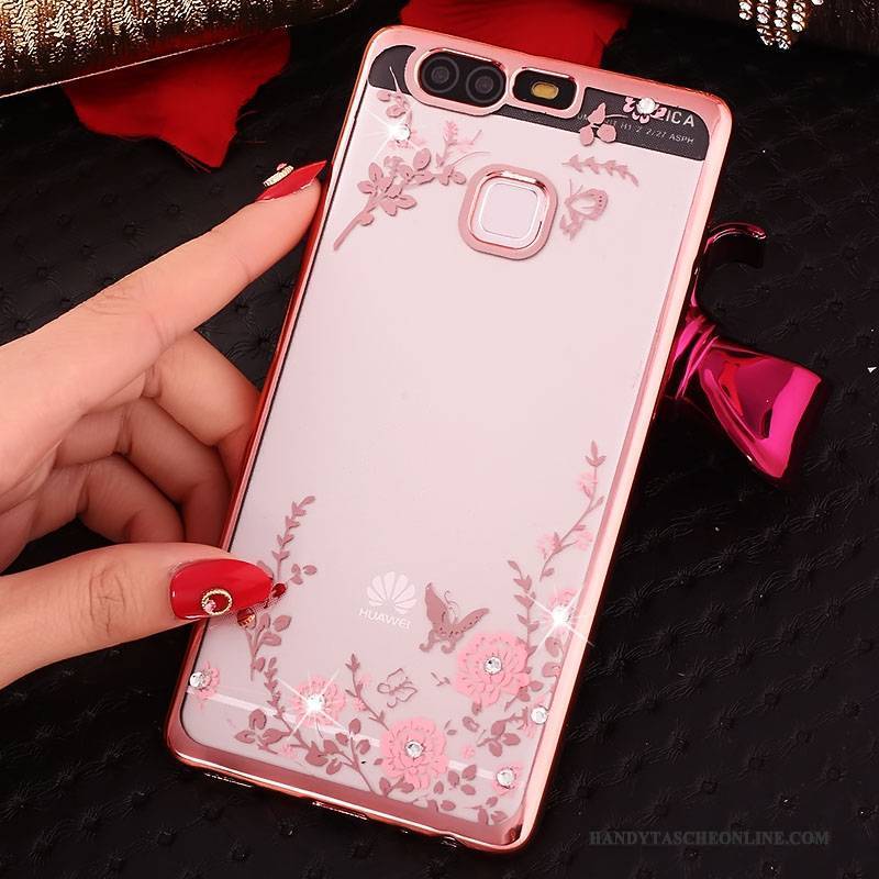 Hülle Huawei P9 Plus Schutz Ring Rosa, Case Huawei P9 Plus Strass Anti-sturz