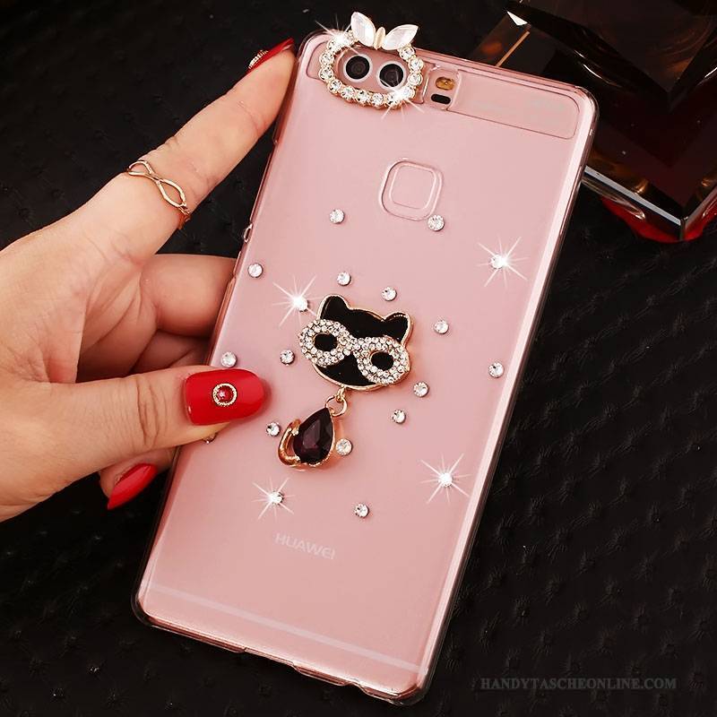 Hülle Huawei P9 Plus Strass Schwer Pu, Case Huawei P9 Plus Schutz Handyhüllen Rosa