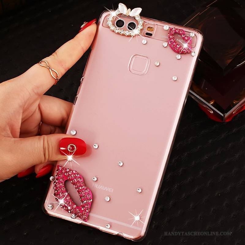 Hülle Huawei P9 Plus Strass Schwer Pu, Case Huawei P9 Plus Schutz Handyhüllen Rosa