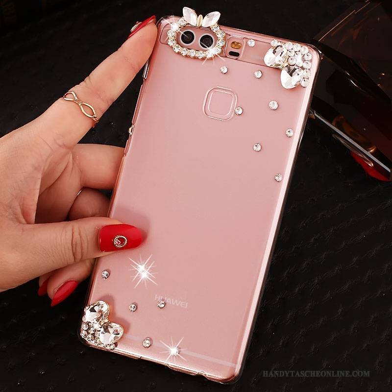 Hülle Huawei P9 Plus Strass Schwer Pu, Case Huawei P9 Plus Schutz Handyhüllen Rosa