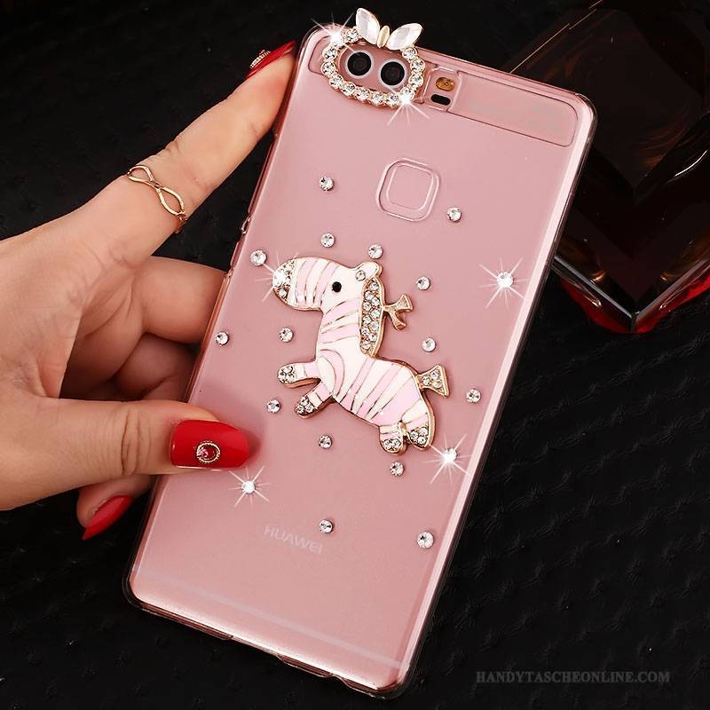 Hülle Huawei P9 Plus Strass Schwer Pu, Case Huawei P9 Plus Schutz Handyhüllen Rosa