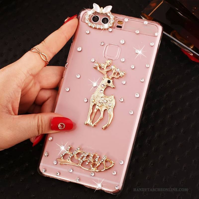 Hülle Huawei P9 Plus Strass Schwer Pu, Case Huawei P9 Plus Schutz Handyhüllen Rosa