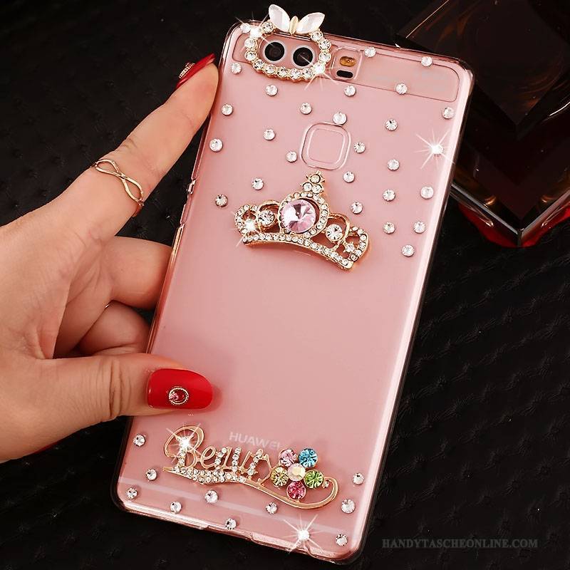 Hülle Huawei P9 Plus Strass Schwer Pu, Case Huawei P9 Plus Schutz Handyhüllen Rosa