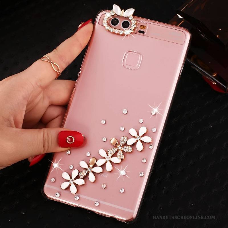 Hülle Huawei P9 Plus Strass Schwer Pu, Case Huawei P9 Plus Schutz Handyhüllen Rosa