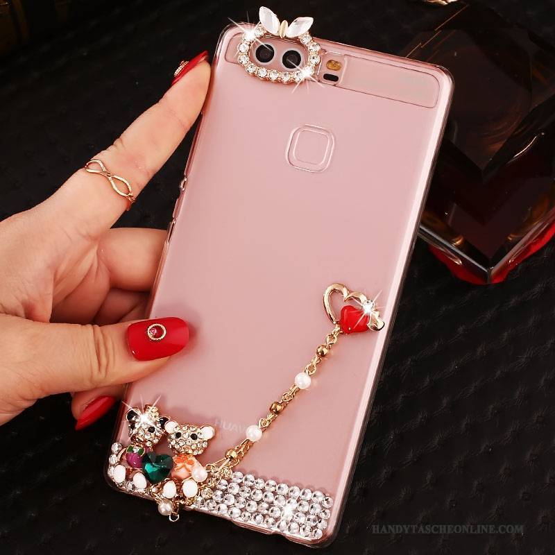 Hülle Huawei P9 Plus Strass Schwer Pu, Case Huawei P9 Plus Schutz Handyhüllen Rosa