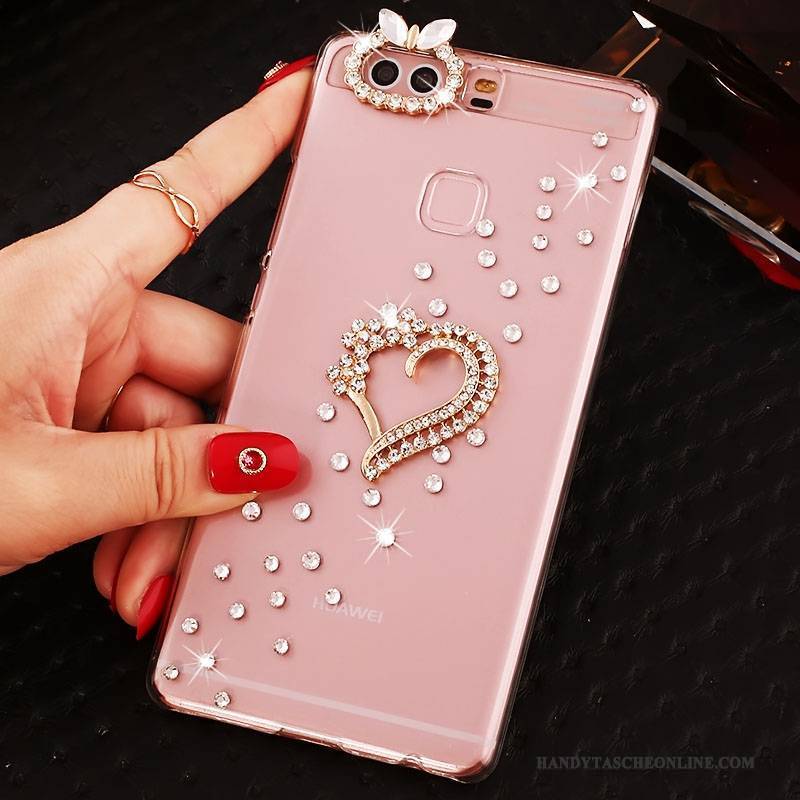 Hülle Huawei P9 Plus Strass Schwer Pu, Case Huawei P9 Plus Schutz Handyhüllen Rosa