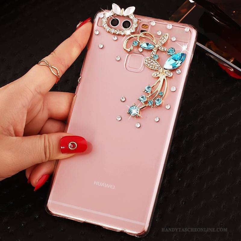 Hülle Huawei P9 Plus Strass Schwer Pu, Case Huawei P9 Plus Schutz Handyhüllen Rosa