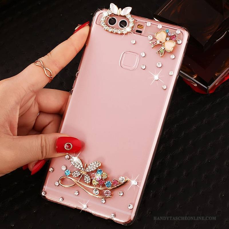 Hülle Huawei P9 Plus Strass Schwer Pu, Case Huawei P9 Plus Schutz Handyhüllen Rosa