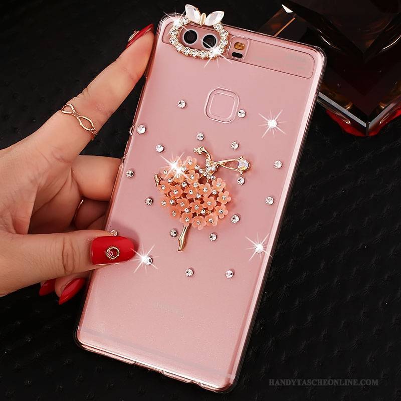 Hülle Huawei P9 Plus Strass Schwer Pu, Case Huawei P9 Plus Schutz Handyhüllen Rosa