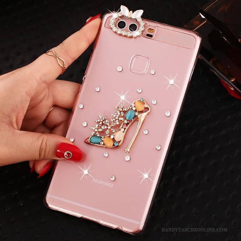 Hülle Huawei P9 Plus Strass Schwer Pu, Case Huawei P9 Plus Schutz Handyhüllen Rosa