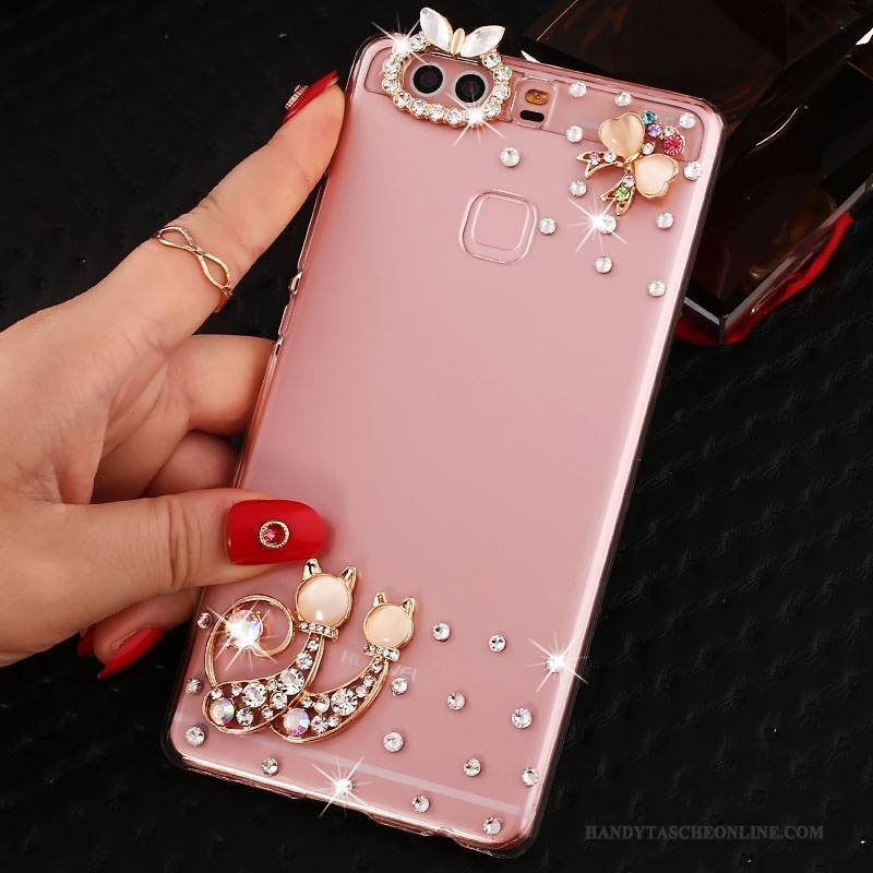 Hülle Huawei P9 Plus Strass Schwer Pu, Case Huawei P9 Plus Schutz Handyhüllen Rosa