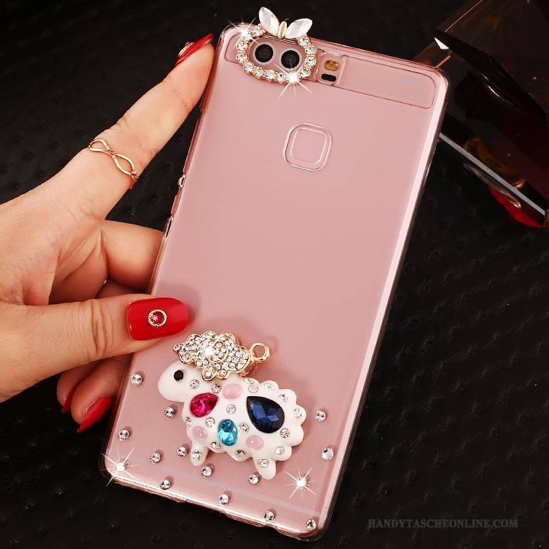 Hülle Huawei P9 Plus Strass Schwer Pu, Case Huawei P9 Plus Schutz Handyhüllen Rosa