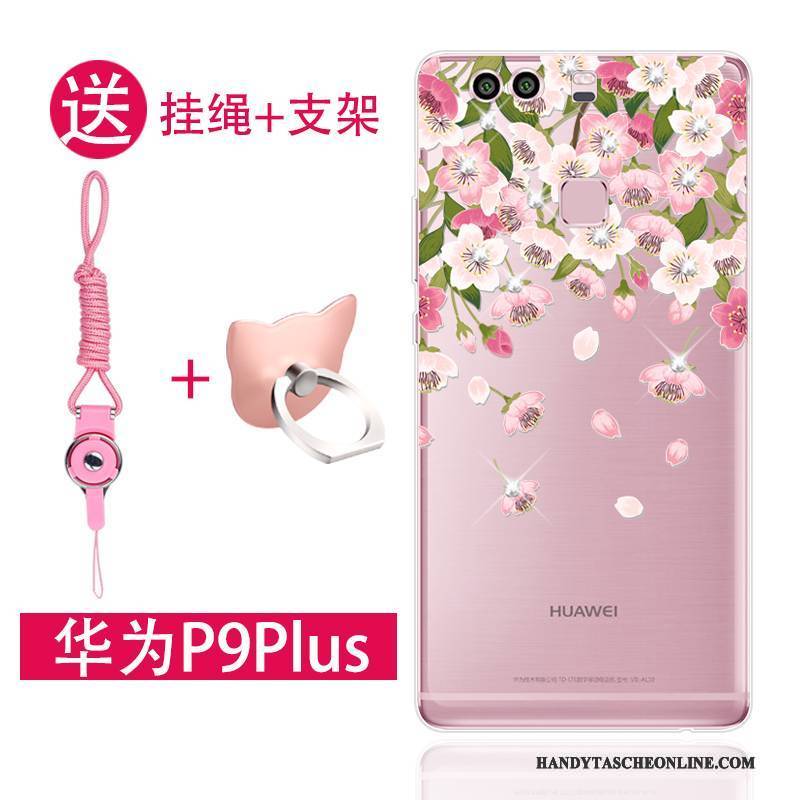 Hülle Huawei P9 Plus Taschen Anti-sturz Rosa, Case Huawei P9 Plus Silikon Hängende Verzierungen Handyhüllen