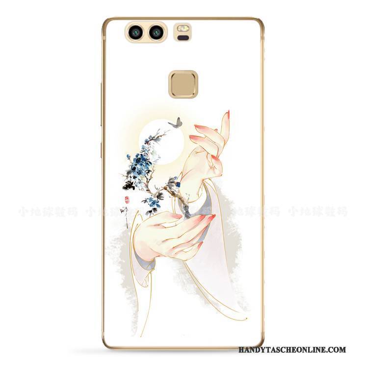 Hülle Huawei P9 Plus Weiche Chinesische Art Landschaft, Case Huawei P9 Plus Silikon Blau Tinte