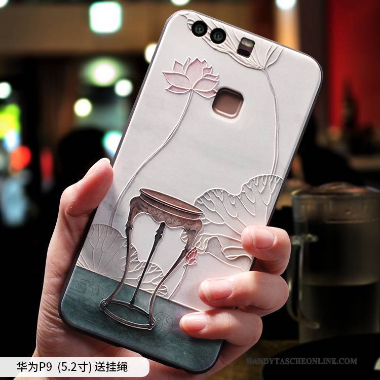 Hülle Huawei P9 Plus Weiche Nubuck Chinesische Art, Case Huawei P9 Plus Schutz Grün Persönlichkeit