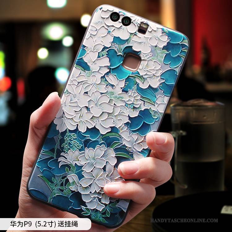 Hülle Huawei P9 Plus Weiche Nubuck Chinesische Art, Case Huawei P9 Plus Schutz Grün Persönlichkeit