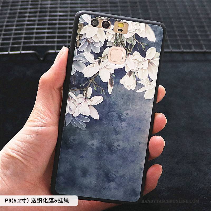 Hülle Huawei P9 Prägung Chinesische Art Rosa, Case Huawei P9 Kreativ Persönlichkeit Nubuck