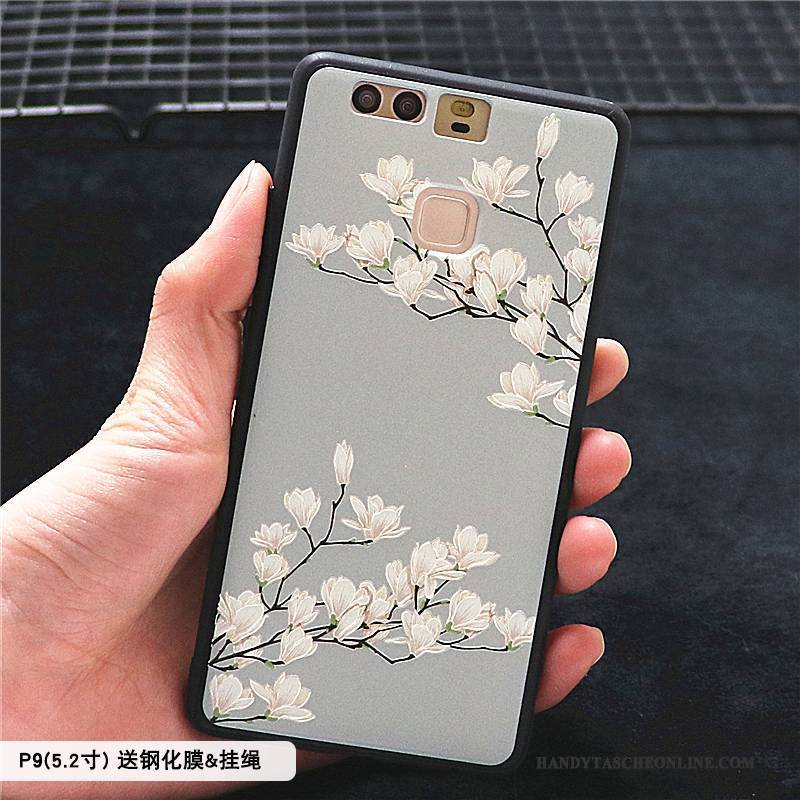 Hülle Huawei P9 Prägung Chinesische Art Rosa, Case Huawei P9 Kreativ Persönlichkeit Nubuck