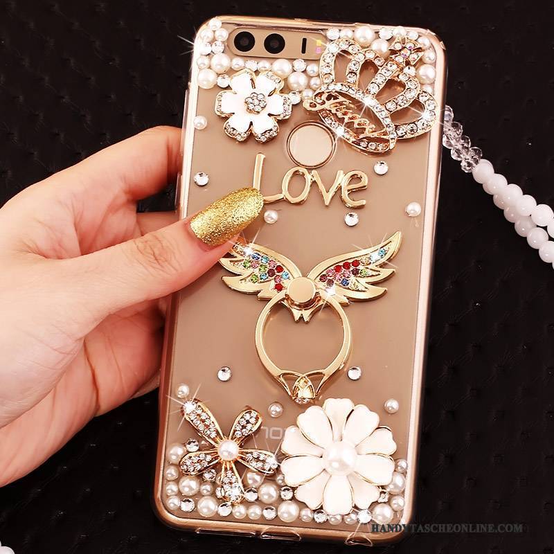 Hülle Huawei P9 Schutz Handyhüllen Ring, Case Huawei P9 Strass Gold