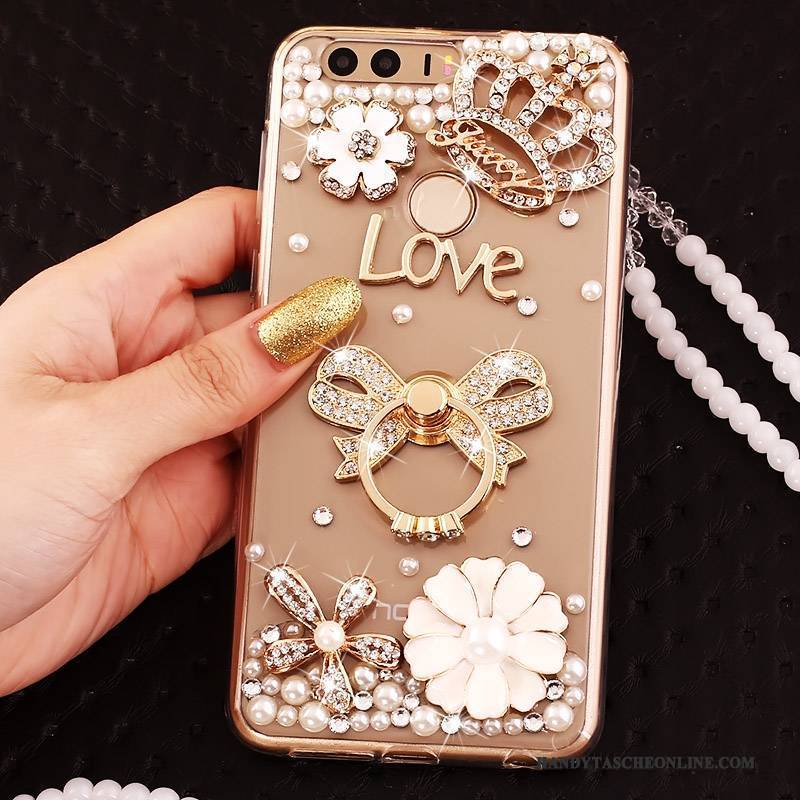 Hülle Huawei P9 Schutz Handyhüllen Ring, Case Huawei P9 Strass Gold