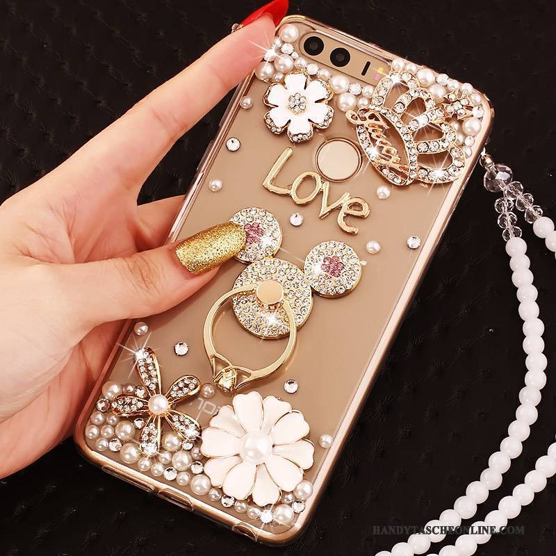 Hülle Huawei P9 Schutz Handyhüllen Ring, Case Huawei P9 Strass Gold