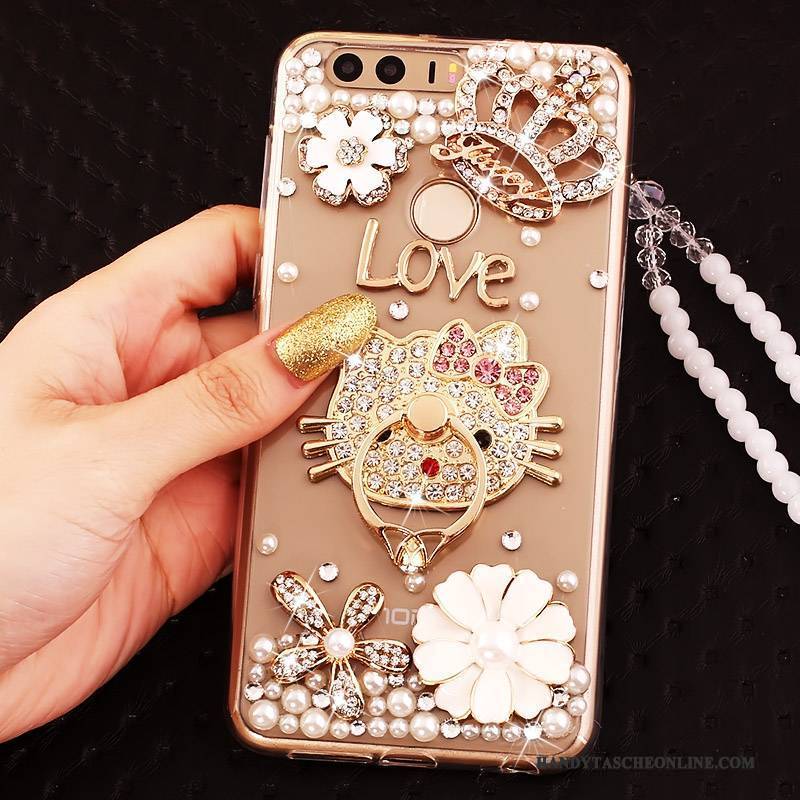 Hülle Huawei P9 Schutz Handyhüllen Ring, Case Huawei P9 Strass Gold