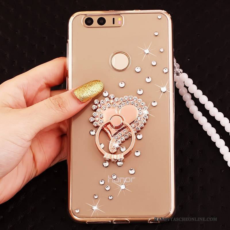 Hülle Huawei P9 Schutz Handyhüllen Ring, Case Huawei P9 Strass Gold