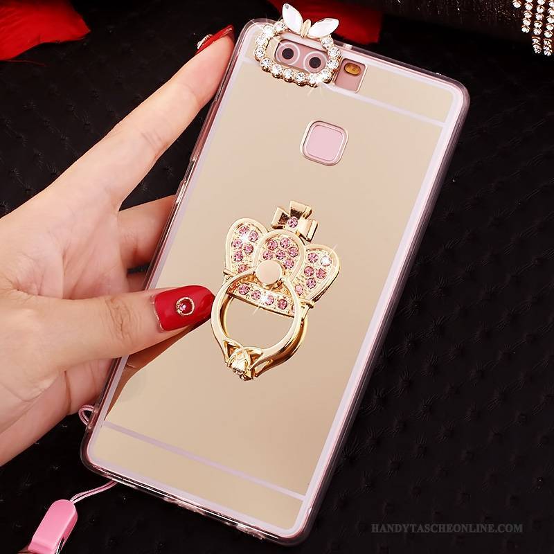 Hülle Huawei P9 Weiche Handyhüllen Hängende Verzierungen, Case Huawei P9 Strass Rosa