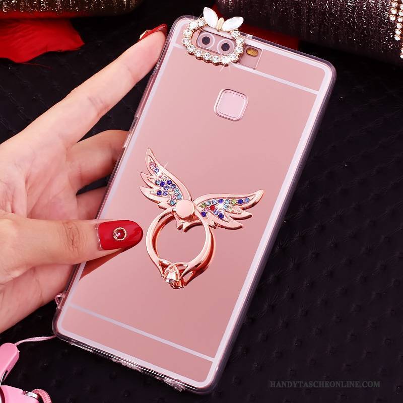 Hülle Huawei P9 Weiche Handyhüllen Hängende Verzierungen, Case Huawei P9 Strass Rosa