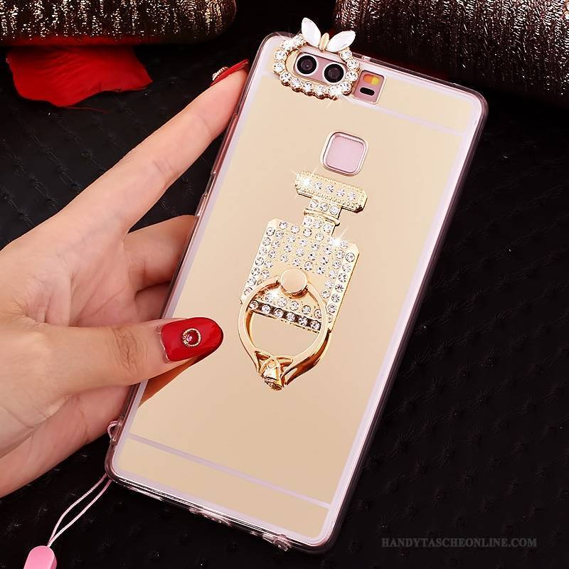 Hülle Huawei P9 Weiche Handyhüllen Hängende Verzierungen, Case Huawei P9 Strass Rosa