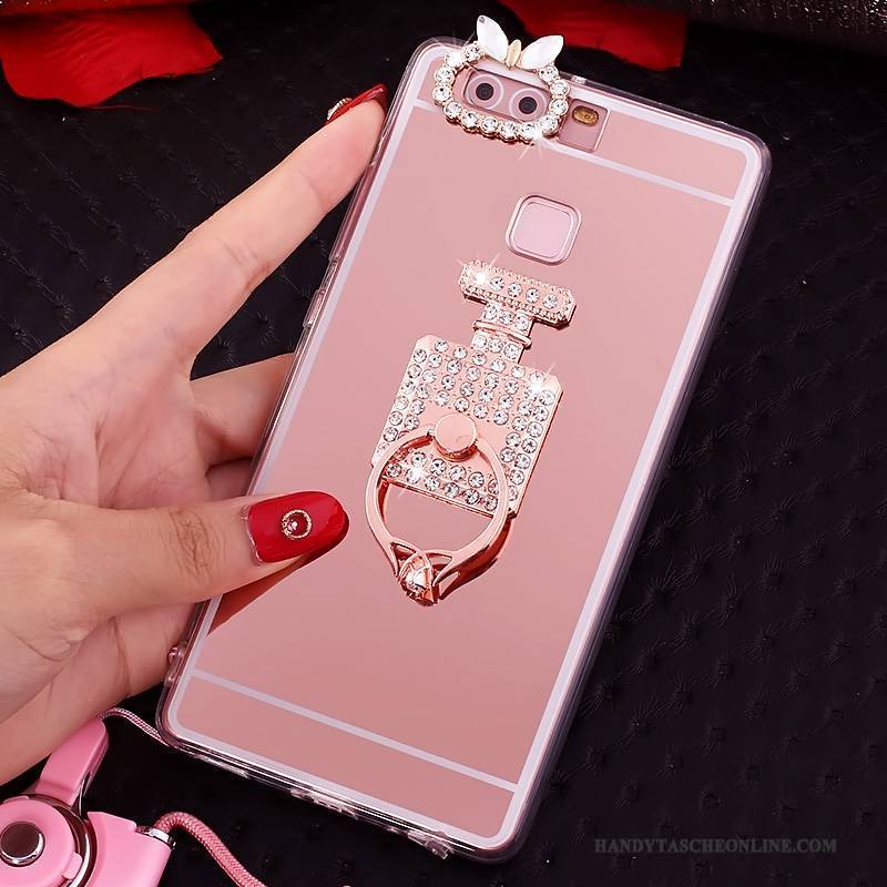 Hülle Huawei P9 Weiche Handyhüllen Hängende Verzierungen, Case Huawei P9 Strass Rosa