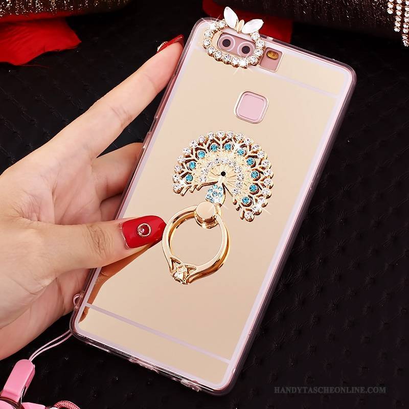 Hülle Huawei P9 Weiche Handyhüllen Hängende Verzierungen, Case Huawei P9 Strass Rosa