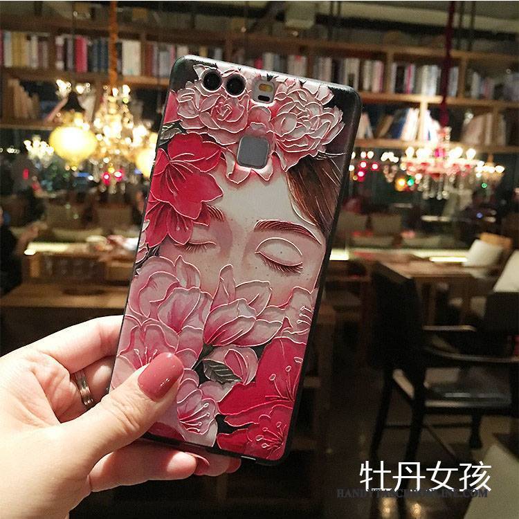 Hülle Huawei P9 Weiche Handyhüllen Schwarz, Case Huawei P9 Silikon Nubuck Rose